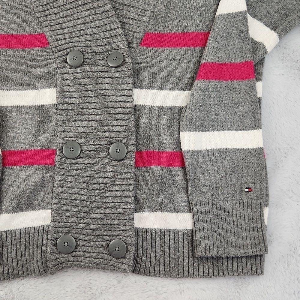 Tommy Hilfiger pullover women's striped sweater cardigan size L - Picture 10 of 13
